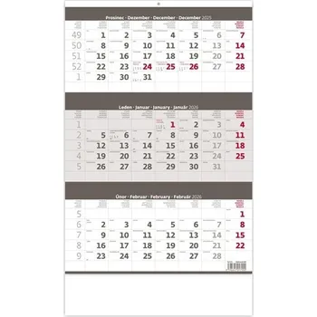 Kalendář Tříměsíční kalendář 2026 - šedý
