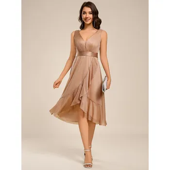 Dámské šaty Svatební šaty bez ramínek s asymetrickým lemem Barva: Růžovo-Zlatá, Velikost: 4XL