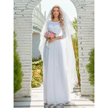 Dámské šaty Elegantní šaty s krajkovým topem a saténovým páskem Barva: Bílá, Velikost: 7XL