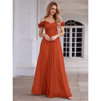 Dámské oblečení Elegantní flitrové s květinovou dekorací Barva: Oranžová, Velikost: XS