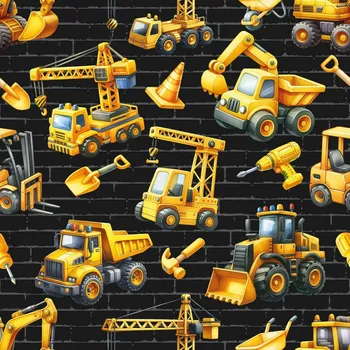 Úplet, Žlutá pracovní auta a nářadí (E) (Top kvalitní úplet Bella digitisk)