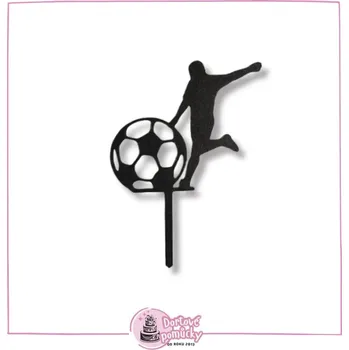 Fotbalista s míčem - plastový zápich - Světle zlatá