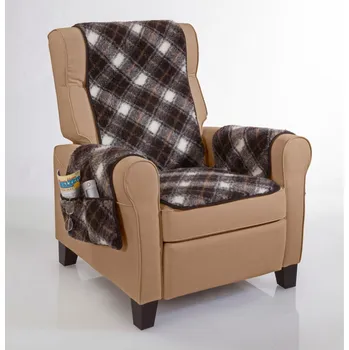 Napínací potah Die moderne Hausfrau Vlněný potah na křeslo, hnědé káro 645794