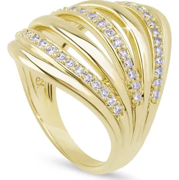 Prsten DUBAI 0513 masivní prstýnek se třemi liniemi zirkonů Velikost prstenu - obvod: 56 mm Ellami