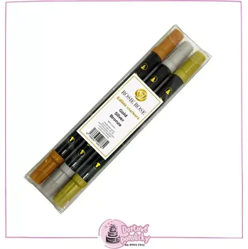 Popisovací jedlé fixy ✨ zlatá, stříbrná, bronzová – sada 3 ks