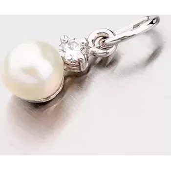 Přívěsek Dámský přívěsek bílé zlato 585 perly a se zirkony 357P-130105