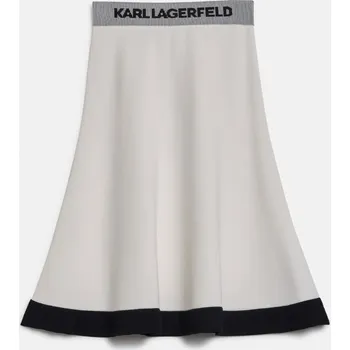 Dámská sukně SUKNĚ KARL LAGERFELD FLARED KNIT SKIRT WHITE