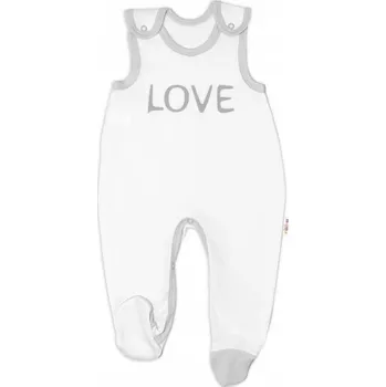 Kojenecké bavlněné dupačky, Love - bílé, Velikost koj. oblečení 50 (0-1m)