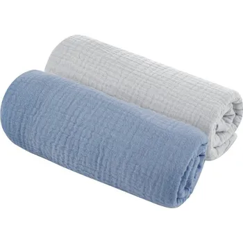 látková plena Sleepee Mušelinové pleny 2ks 75x75 cm Modrá/šedá