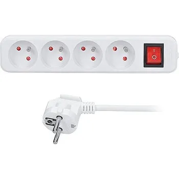 Prodlužovací kabel Elektrosortiment Prodlužovací přívod vnitřní 4z s vypínačem, 3m, bílá