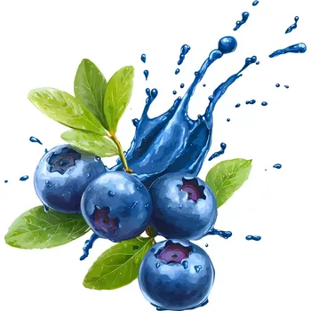 Samolepící dekorace UV samolepka borůvky 7x7 cm (UV samolepka se zeleninou a ovocem)