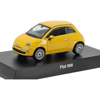 autíčko Fiat Nuova 500 2007 žlutá 1:64 - Kyosho časopis s modelem Fiat 500 - kovový model auta