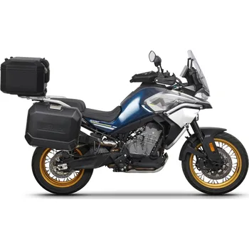 Zavazadlo na motocykl SHAD Kompletní sada hliníkových kufrů TERRA BLACK, 48L topcase + 36L/47L boční kufry, včetně montážní sady a desky SHAD CF Moto 800MT