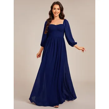 Dámské šaty Šifonové šaty pro družičku se srdíčkovým výstřihem Barva: Tmavě Modrá, Velikost: 8XL