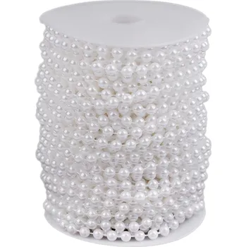 Svatební dekorace Perlový řetěz Ø6 mm bílý - 1m