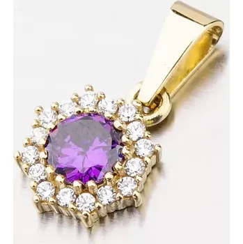 Přívěsek Dámský přívěsek žluté zlato 585 zirkon fialovým fialové kameny 352P-130086-05