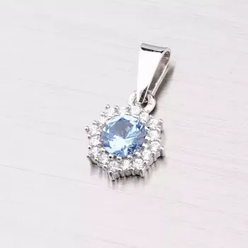Přívěsek Dámský přívěsek bílé zlato 585 zirkon akvamarín 357P-130086-03