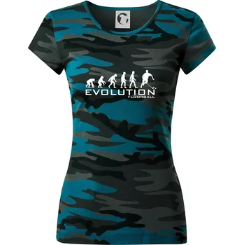 Dámské oblečení Evoluce Floorball - Dámské maskáčové triko - M ( Petrolejová maskáč )
