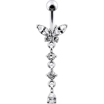 Piercing Šperky4U Stříbrný piercing do pupíku - motýlek - BP01302-C