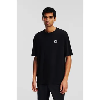 Pánské tričko TRIČKO KARL LAGERFELD AUTOGRAPH LINEN BLEND T-SHIRT BLACK