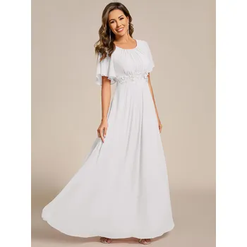 Dámské šaty Plisované večerní šaty s krátkými rukávy Barva: Bílá, Velikost: 8XL