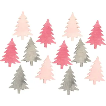 Vánoční dekorace Dřevěné stromečky 4 cm 12 ks