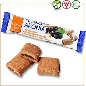 Celozrnné sušenky Natur Line 65 g ARÓNIA - VÝPRODEJ !!! DMT: 9/2023 - poslední 1 ks (Sušenky s náplní z arónie a černého rybízu)