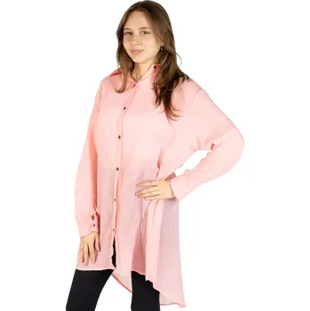 Dámská halenka Růžová bavlněná dámská košile s dlouhým rukávem Savitree Light Pink - Long, jednobarevná, Sittar UNI