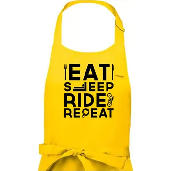Kuchyňská zástěra Eat sleep ride moto - Pánská zástěra na vaření - Univerzální velikost ( Žlutá )
