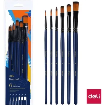 Výtvárné potřeby Štětce kulaté + ploché sada 6ks mix FINENOLO DELI EC277