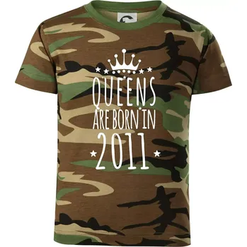 Chlapecké tričko Queens are born in 2011 - Dětské maskáčové triko - 104-110cm / 3-4 roky ( Hnědý maskáč )