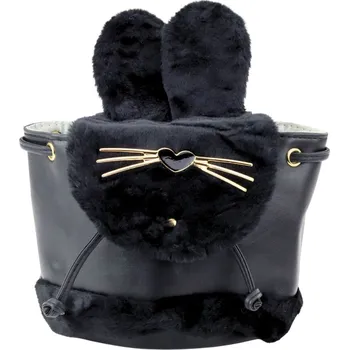 Dětský batoh Mamido Dětský batoh s plyšovýma ušima 22cm 4L černý