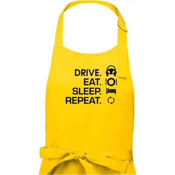 Kuchyňská zástěra Drive eat sleep repeat - Dámská zástěra na vaření - Univerzální velikost ( Žlutá )