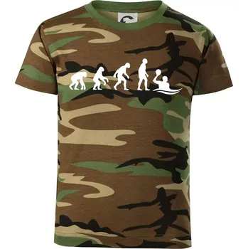 Chlapecké tričko Evoluce Vodní pólo - Dětské maskáčové triko - 146 cm/10 let ( Hnědý maskáč )