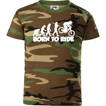 Chlapecké tričko Evoluce Born to ride - Dětské maskáčové triko - 122 cm/6 let ( Hnědý maskáč )