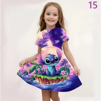 Dívčí šaty Dívčí letní šaty na motivy Disney pohádek (Lilo a Stitch + Frozen + Malá mořská víla) Motiv: 15, Velikost: 130