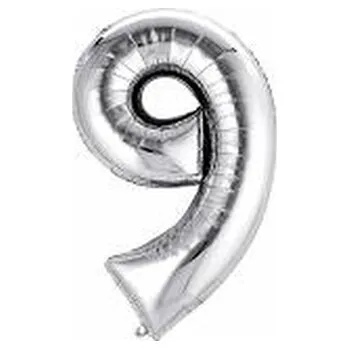 Balónek Balon Cyfra NR.9 srebrny 100cm