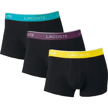 Boxerky LACOSTE Pánské boxerky, 3 kusy (černá/fialová/žlutá/tyrkysová, M)