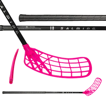 Florbalová hůl SALMING Q-series Carbon Pro 2.0 RD Oval Trident F29 Black/Silver 96(107 R) - 96 (107) cm/Pravá ruka dole
