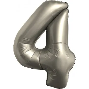 Balónek Foliový Balónek číslo 4 stříbrný chromový 86 cm