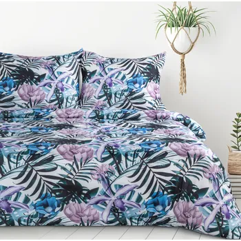 Povlečení Stylové prostěradlo s motivem exotických květin 3 díly: 220 x 200 + 2 kusy 70 x 80 cm