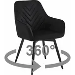 Otočné jídelní křeslo NANA360 VELVET, černé