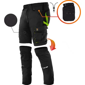 Pracovní oblečení PROCERA ZEUS pracovní kalhoty, odepínací nohavice Barva: černá, Velikost: 54 8869_CER4