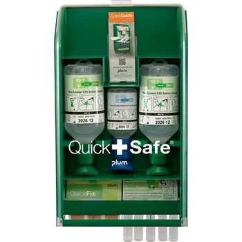Lékárnička Stanice první pomoci QuickSafe Box Basic, s náplastmi a roztokem na výplach očí