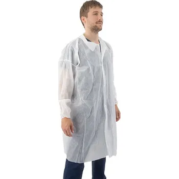 Jednorázový oděv Plášť z netkané textilie, s knoflíky, 1 ks, bílý Velikost: M