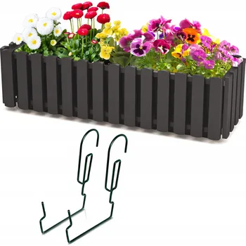 Květináč Květináč+držák truhlík balkon 18x58x16 cm antracitová barva