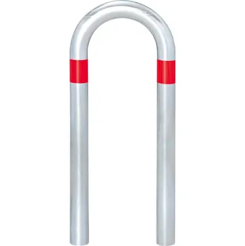 Zábradlí Protinárazový ochranný oblouk z oceli, zinkovaný, šířka 360 mm, červené pruhy, k zabetonování