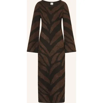 Dámské šaty Ichi Dámské Pletené Šaty Ihkamora, tmavě hnědá / černá, 34