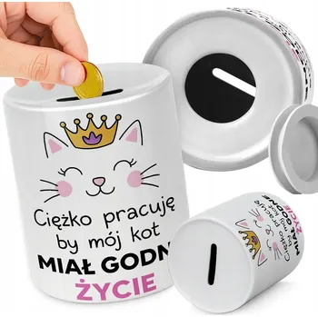 Obraz KERAMICKÁ POKLADNIČKA NA MINCE PRO DĚTI K NAROZENINÁM DÁREK PILNĚ PRACUJE