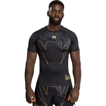 Oblečení pro bojové sporty Venum Serpenti Rashguards Short Sleeves - Black/Silver/Gold Velikost: L